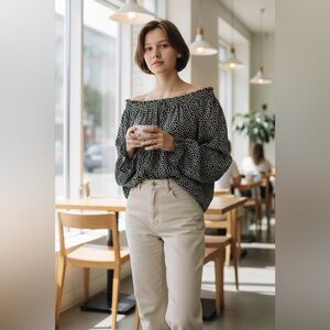 H&M Women’s Black and White Polka Dot Blouse
